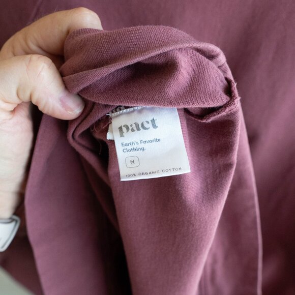 Pact Shirt Men's Sz M Marsala 100% Organic Cotton Crewneck Raglan Long Sleeves - Picture 5 of 6